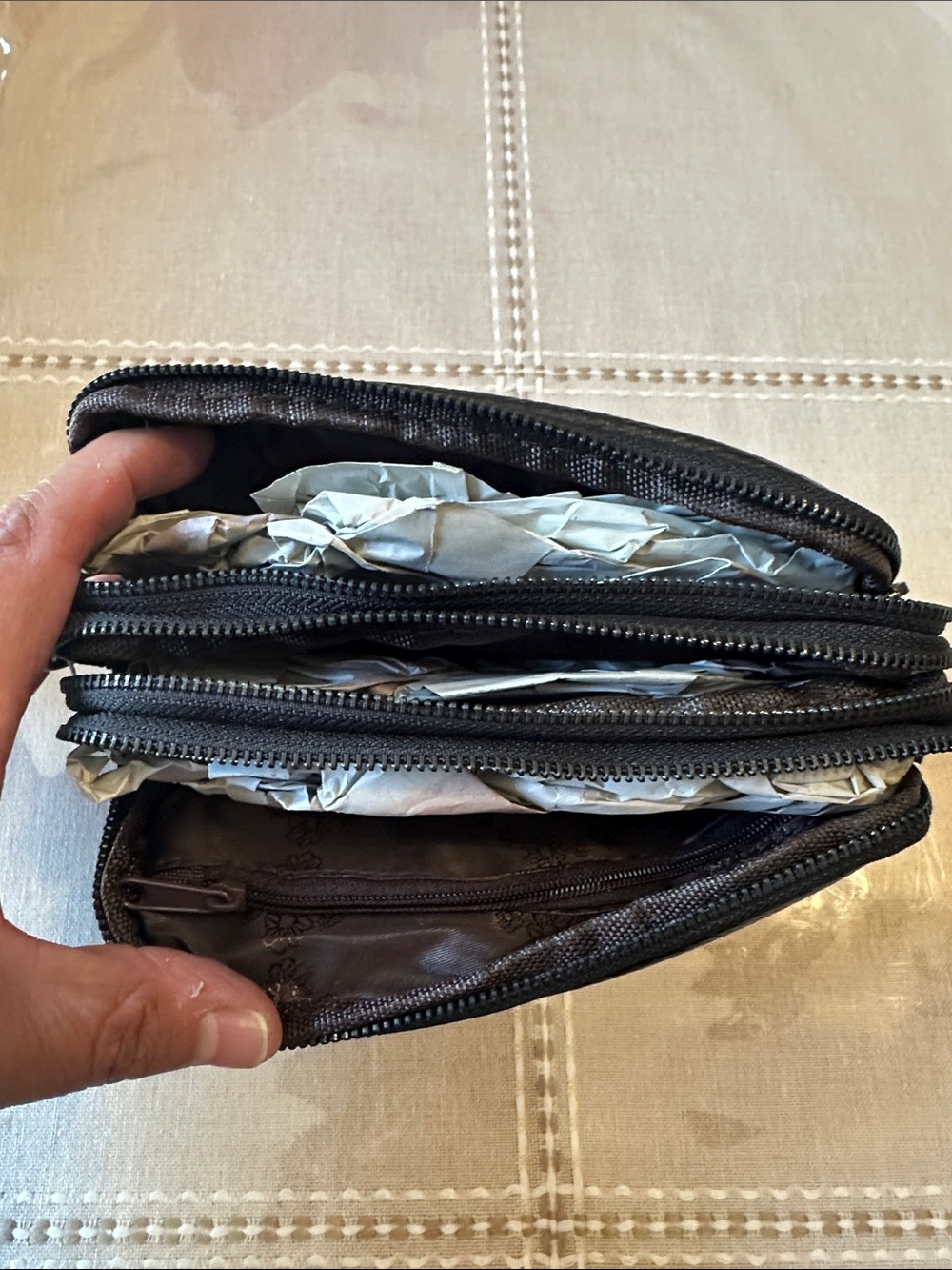 Black Pebbled Leather Zip Wristlet - Picture 4 of 4